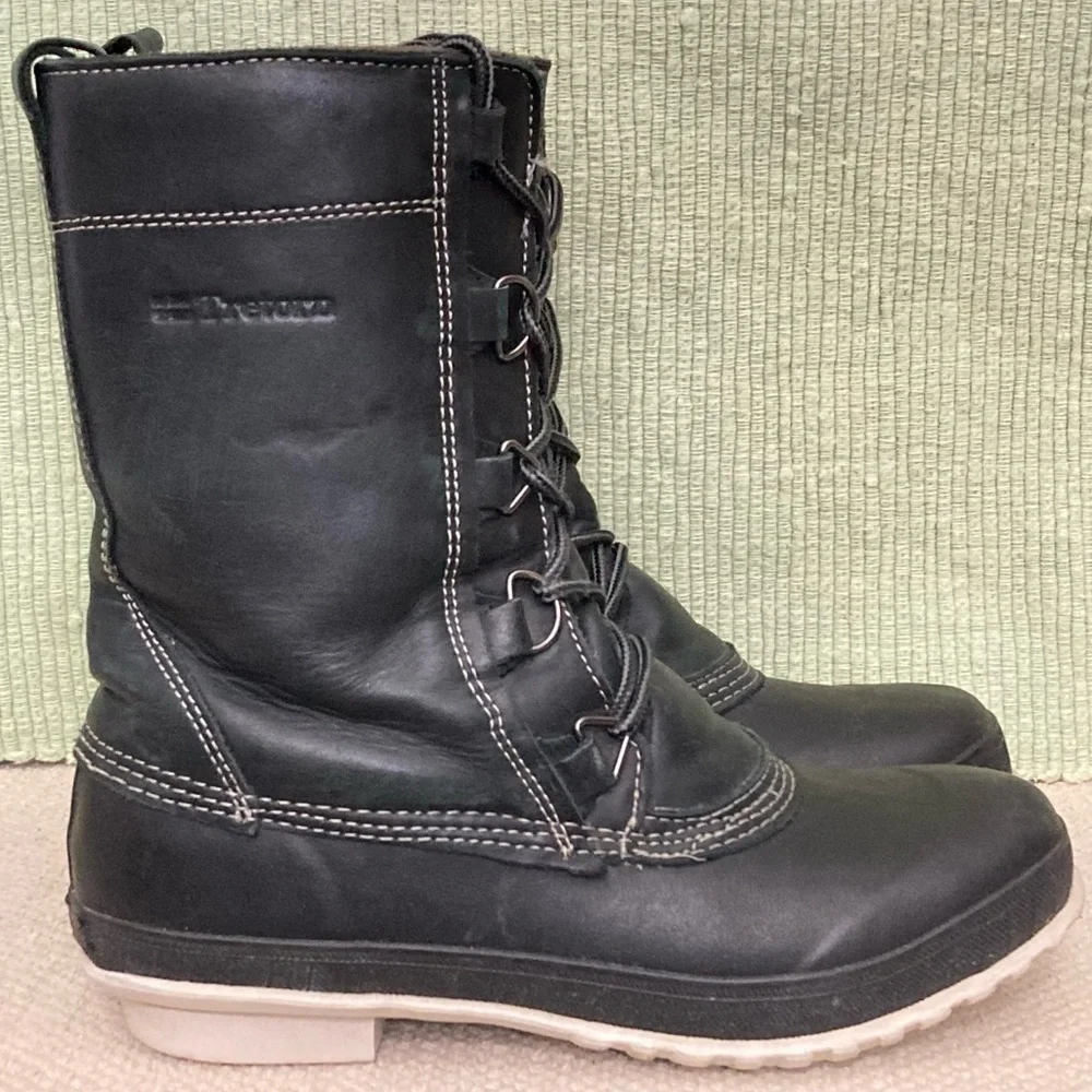 Tretorn Mens Black Aspelin Waterproof Leather/Rubber Rain Boots Size US 9 EU 42